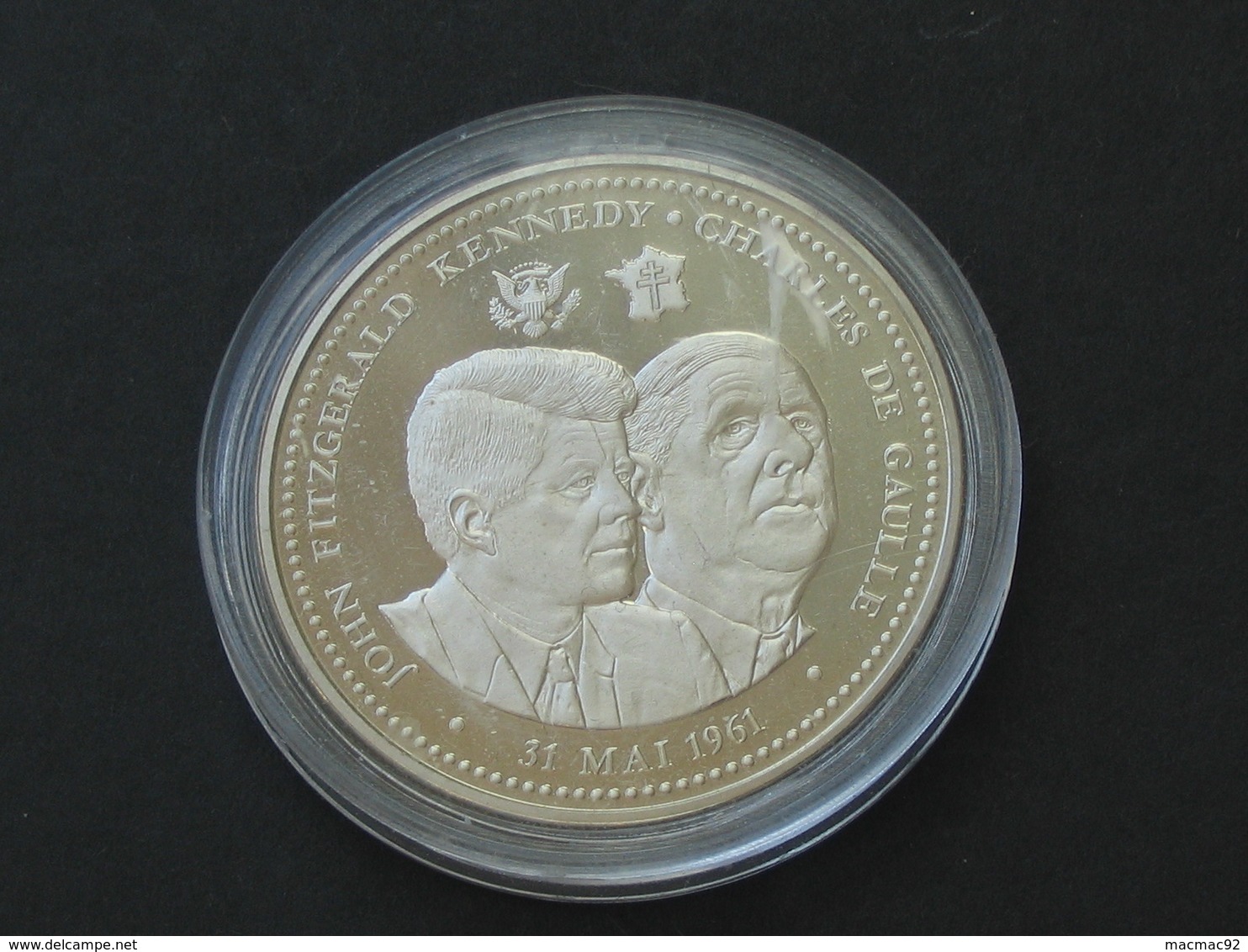 Médaille Charles De Gaulle - John Kennedy - Charles De Gaulle - 31 Mai 1961   **** EN ACHAT IMMEDIAT **** - Royaux / De Noblesse