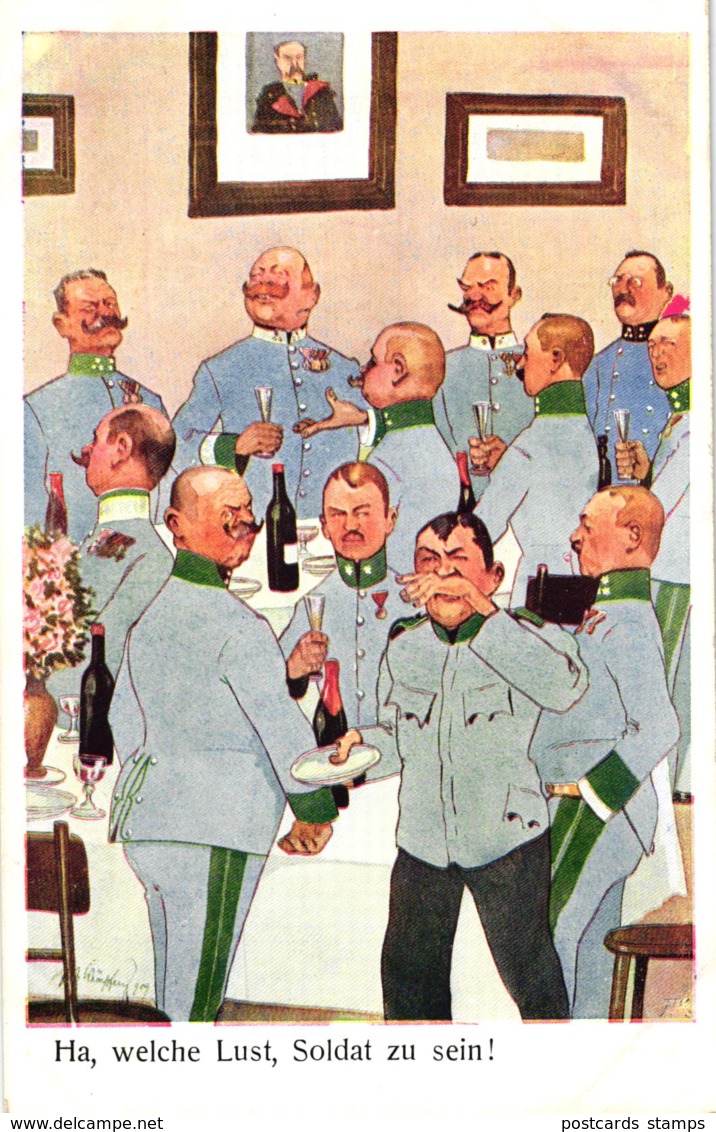 Militär, Soldaten, "Welche Lust, Soldat Zu Sein", Sign. Schönpflug - Schoenpflug, Fritz
