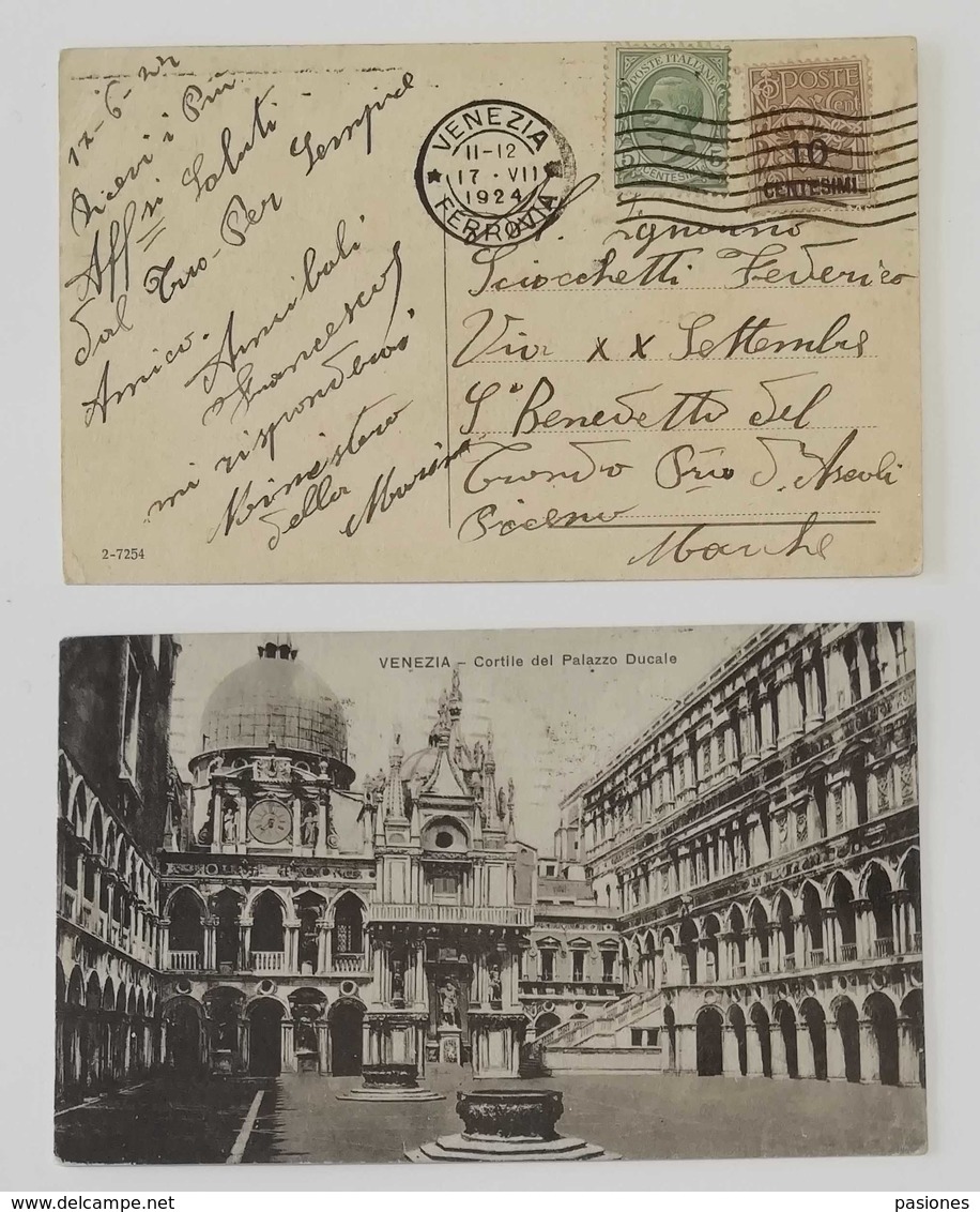 Cartolina Illustrata Venezia Per San Benedetto Del Tronto - 17/07/1924 - Storia Postale