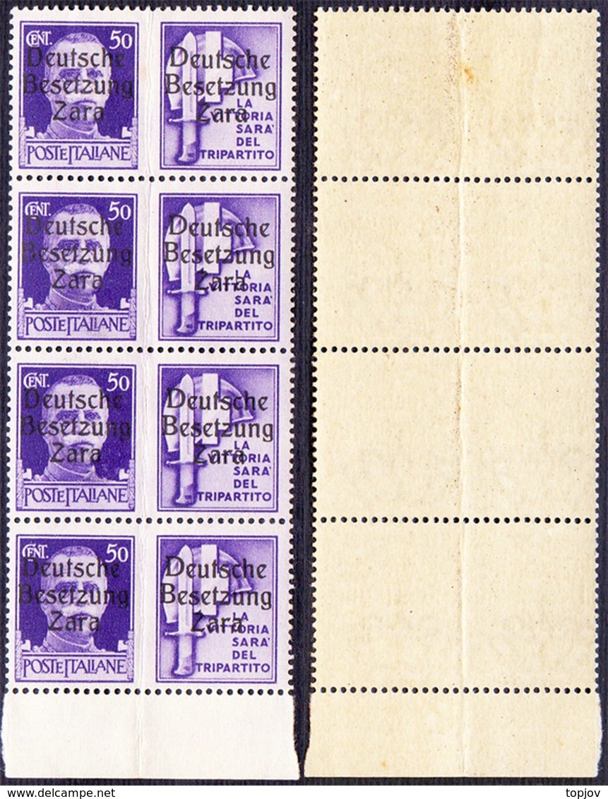 ZARA - PROPAGANDA Ovpt. Francobolli III Tipo + Vignetta II Tipo - **MNH - 1943 - Deutsche Bes.: Zara