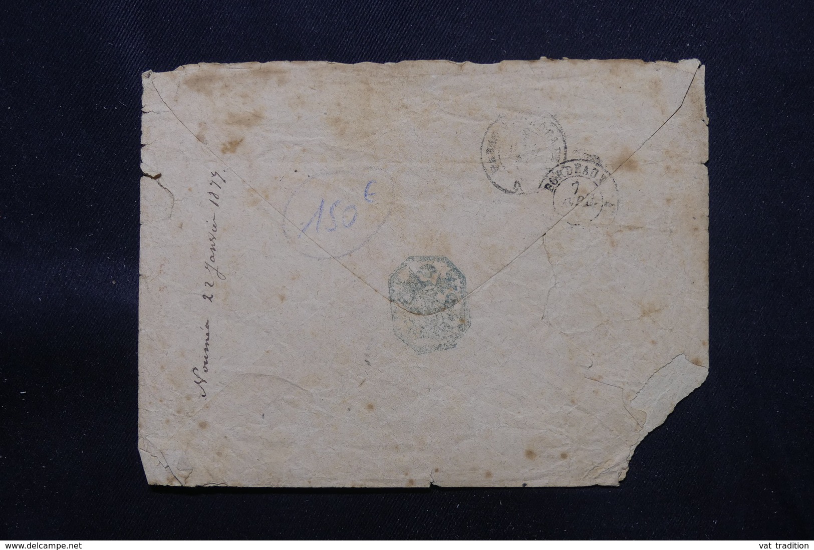 NOUVELLE CALÉDONIE - Cachet PP ( Faute De Timbres Coloniaux ) Sur Enveloppe En 1877 De Nouméa Pour Bordeaux - L 57302 - Covers & Documents