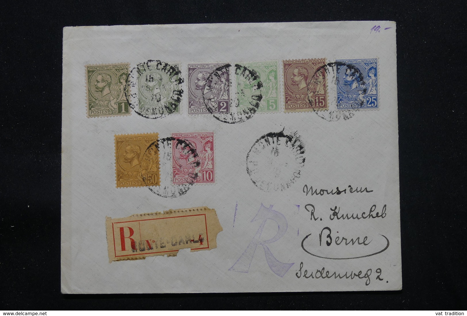 MONACO - Enveloppe De Monté Carlo En Recommandé Pour Berne En 1920, Affranchissement Plaisant - L 57307 - Lettres & Documents