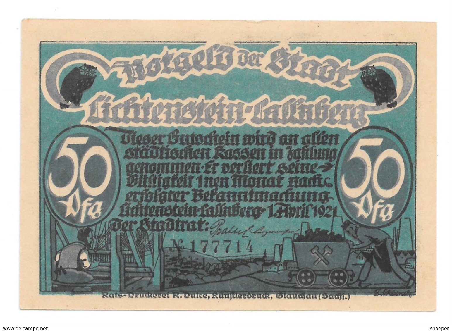 **notgeld  Lichtenstein  50 Pfennig   798.2/1 - [11] Emissions Locales