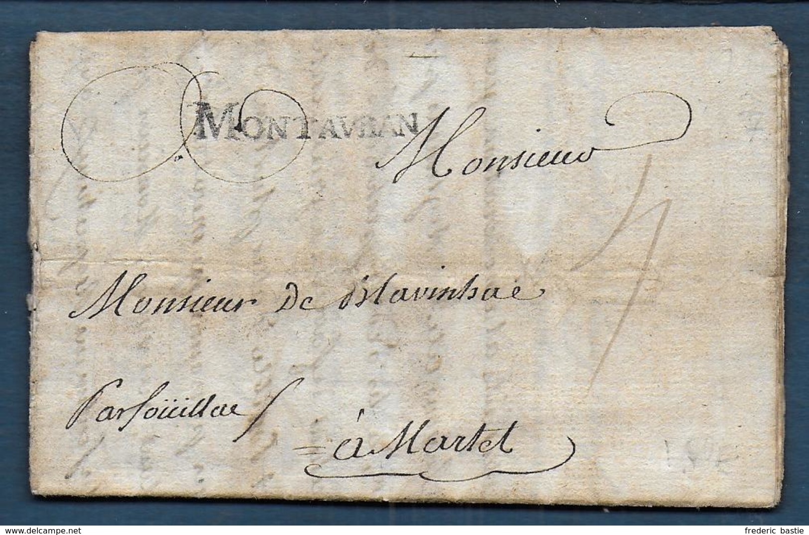 Marque MONTAUBAN  Sur Lettre De 1771 Pour Martel - 1701-1800: Précurseurs XVIII