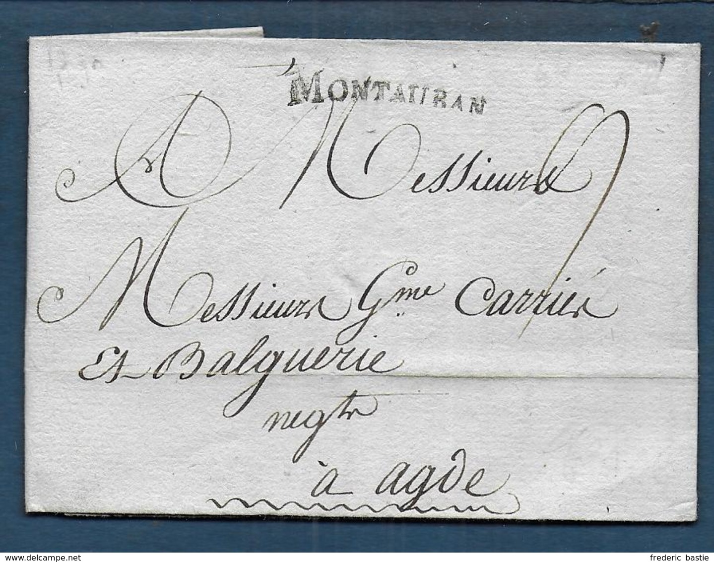 Marque MONTAUBAN  Sur Lettre De 1790 Pour Agde - 1701-1800: Précurseurs XVIII