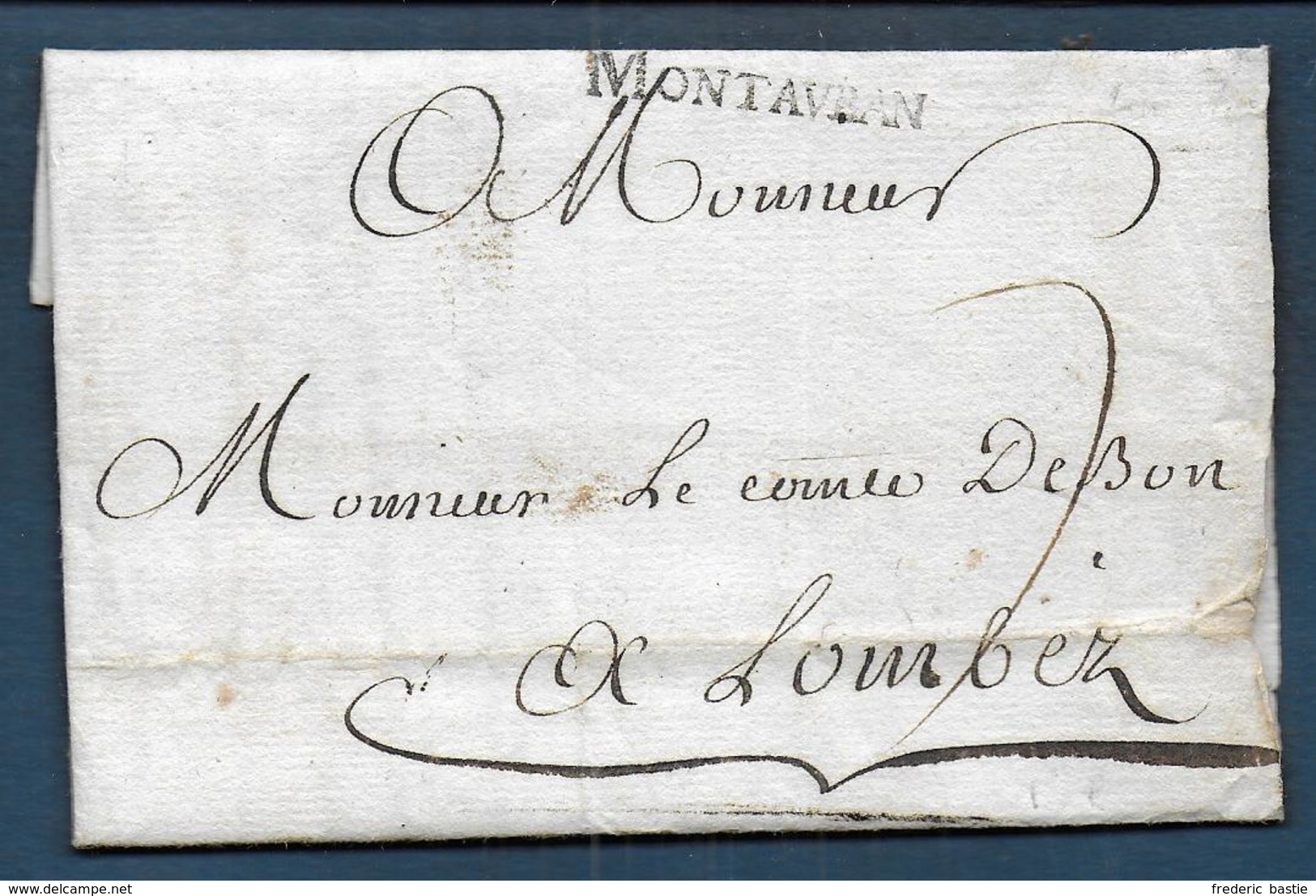 Marque MONTAUBAN  Sur Lettre De 1769 Pour Lombez - 1701-1800: Précurseurs XVIII