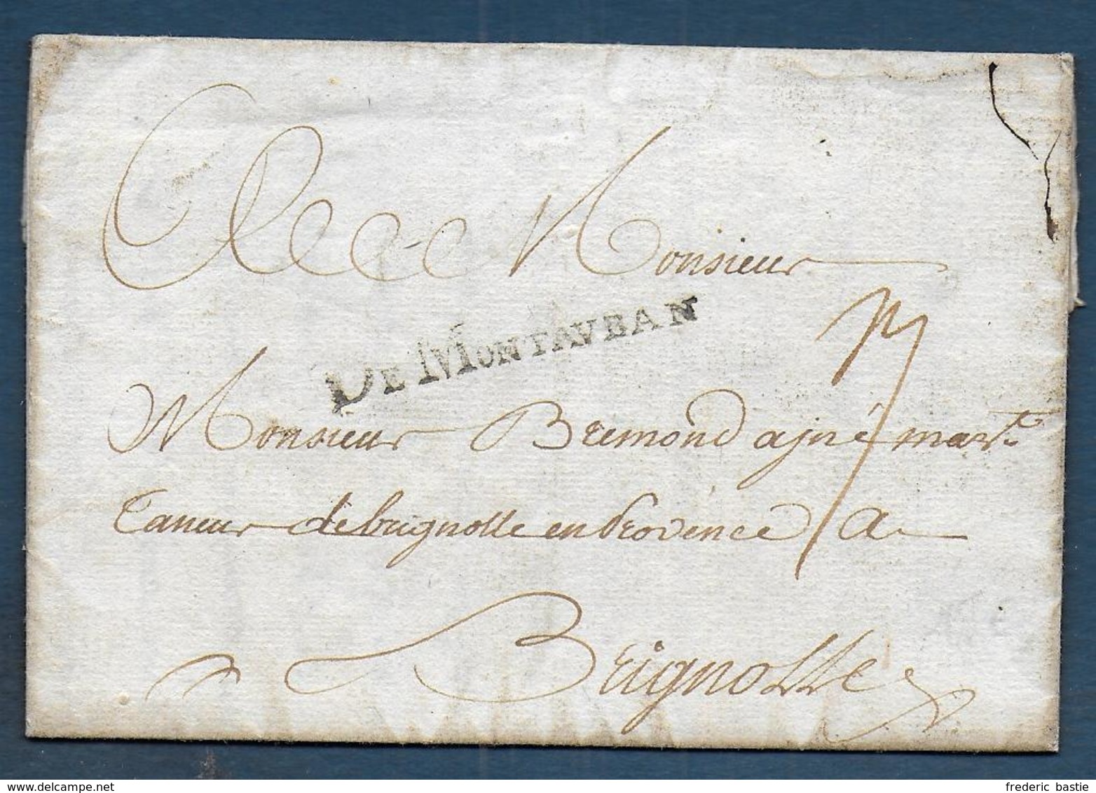 Marque DE MONTAUBAN  Sur Lettre De 1751 Pour Brignolles - 1701-1800: Précurseurs XVIII