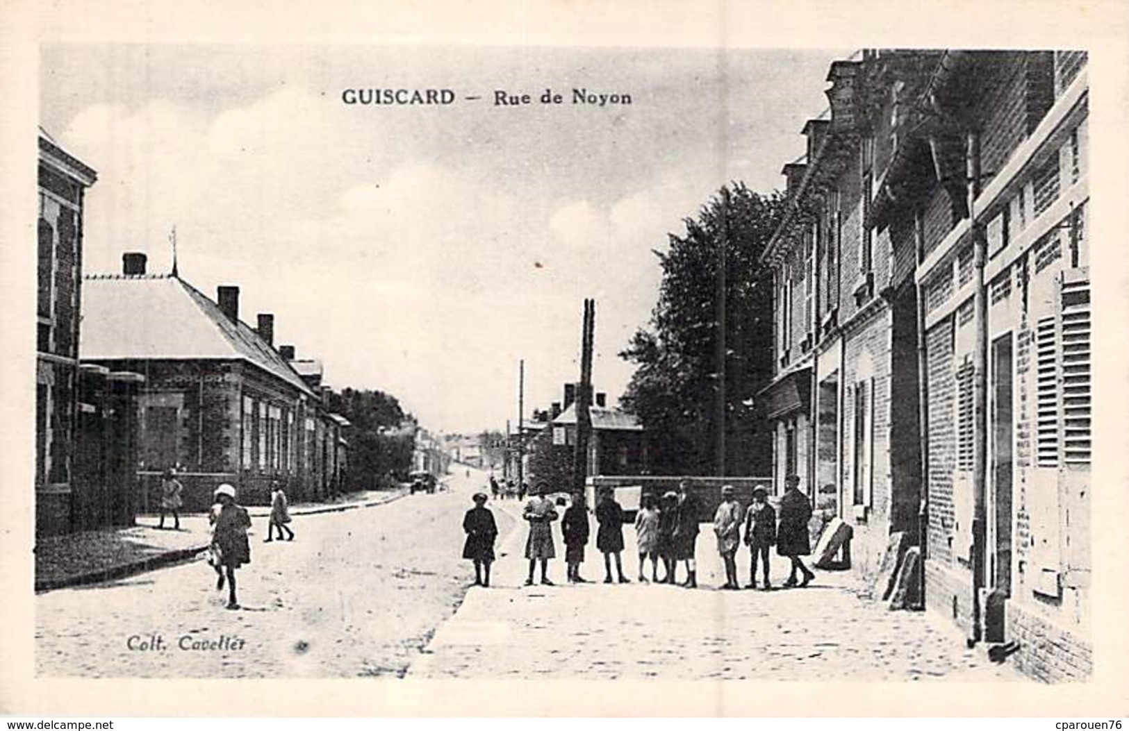 C P A   [60] Oise > Guiscard Rue De Noyon Carte Animée - Guiscard