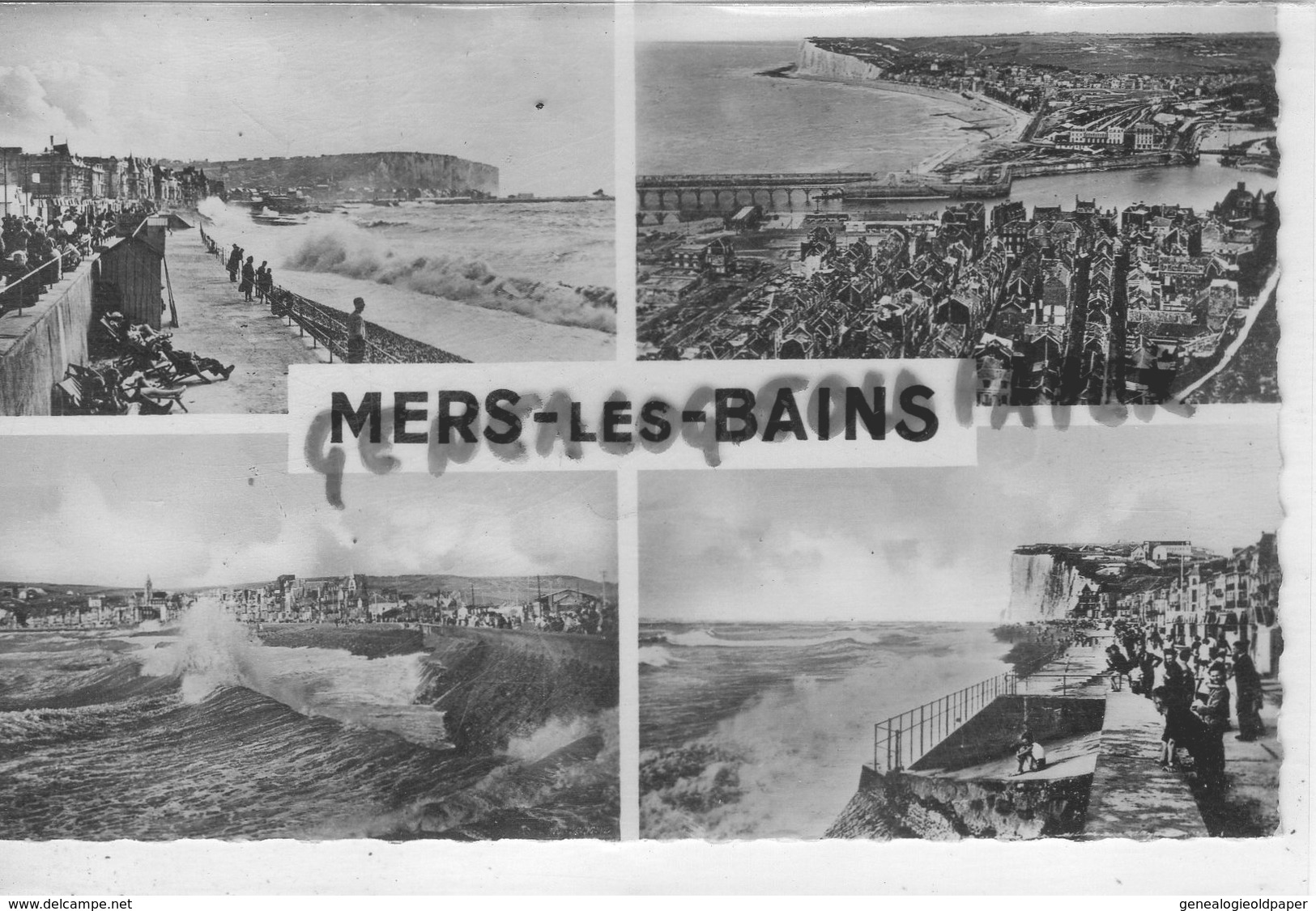 80 - MERS LES BAINS - VUE GENERALE-LES CABINES VERS LA FALAISE-LA DIGUE PAR GROS TEMPS  - SOMME - Mers Les Bains