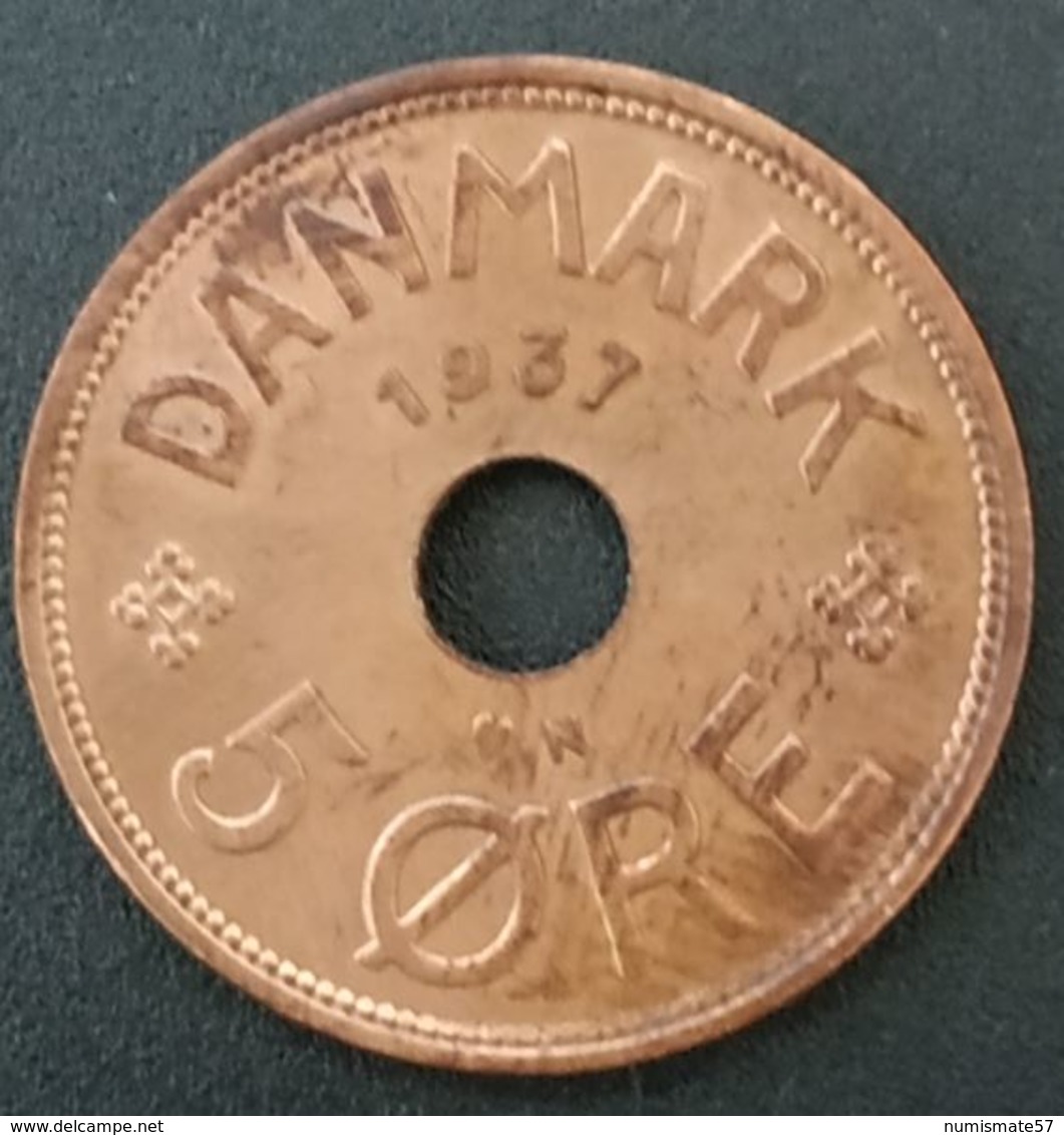 DANEMARK - DENMARK - 5 ORE 1937 - Christian X - KM 828.2 - Danemark