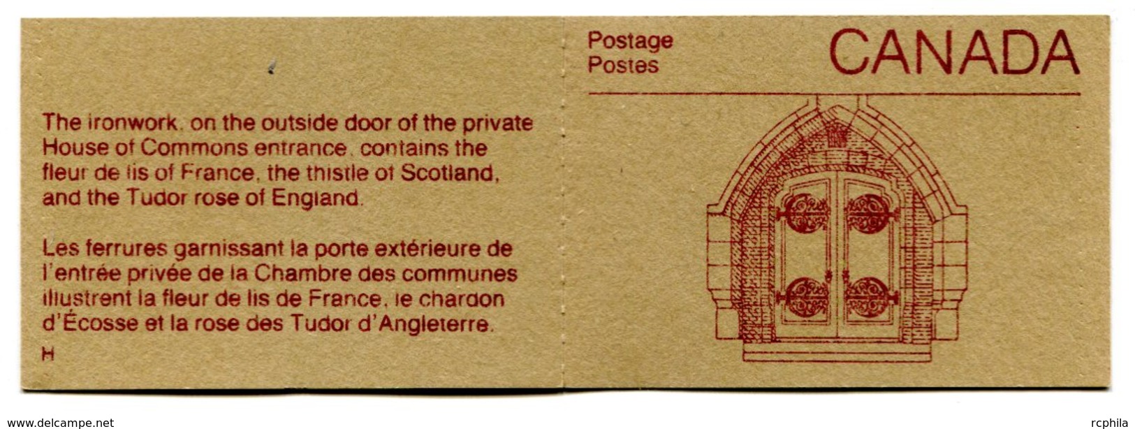 RC 16585 CANADA BK100 PARLIAMENT BUILDINGS ISSUE CARNET COMPLET BOOKLET OBLITÉRÉ USED - Carnets Complets