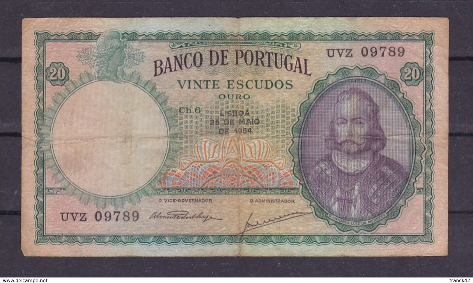 Portugal. 20 Escudos. 25/05/1954 - Portugal