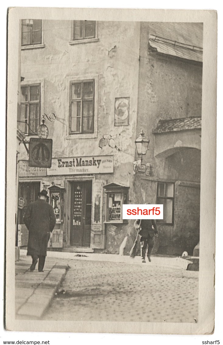 Šumperk Mährisch Schönberg Ernst MANSKY Jewish Watchmaker UHRMACHER In Terschgasse RPPC Street Life Um 1920 - Tchéquie