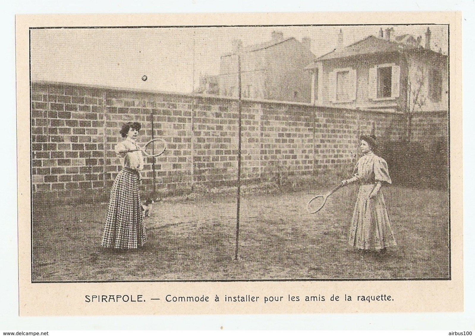 COUPURE De PRESSE SPORT DÉBUT XX ème SIECLE ANNÉE 1908 - SPIRAPOLE ( TENNIS ) FEMME WOMEN COMMODE à INSTALLER - Autres & Non Classés