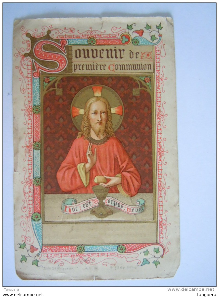 Communion 1898 Gand Raymond Bouckaert  Image Pieuse Holy Card Santini Lith St Augustin Licht Beschadigd - Devotion Images