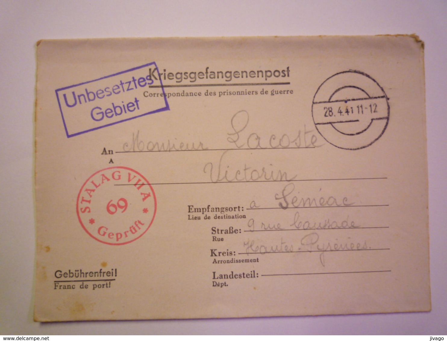 2020 -  4892  MOOSBURG  :  Kriegsgefangenenpost  1941   XXX - Moosburg