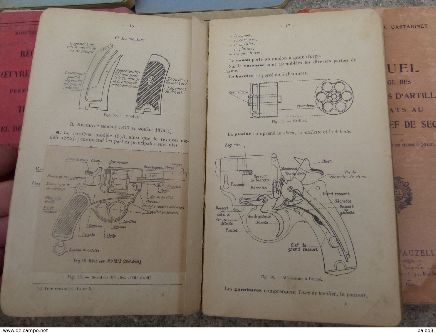 1930 1940 Lot de 15 Manuel Francais reglement materiel artillerie canon 75 155