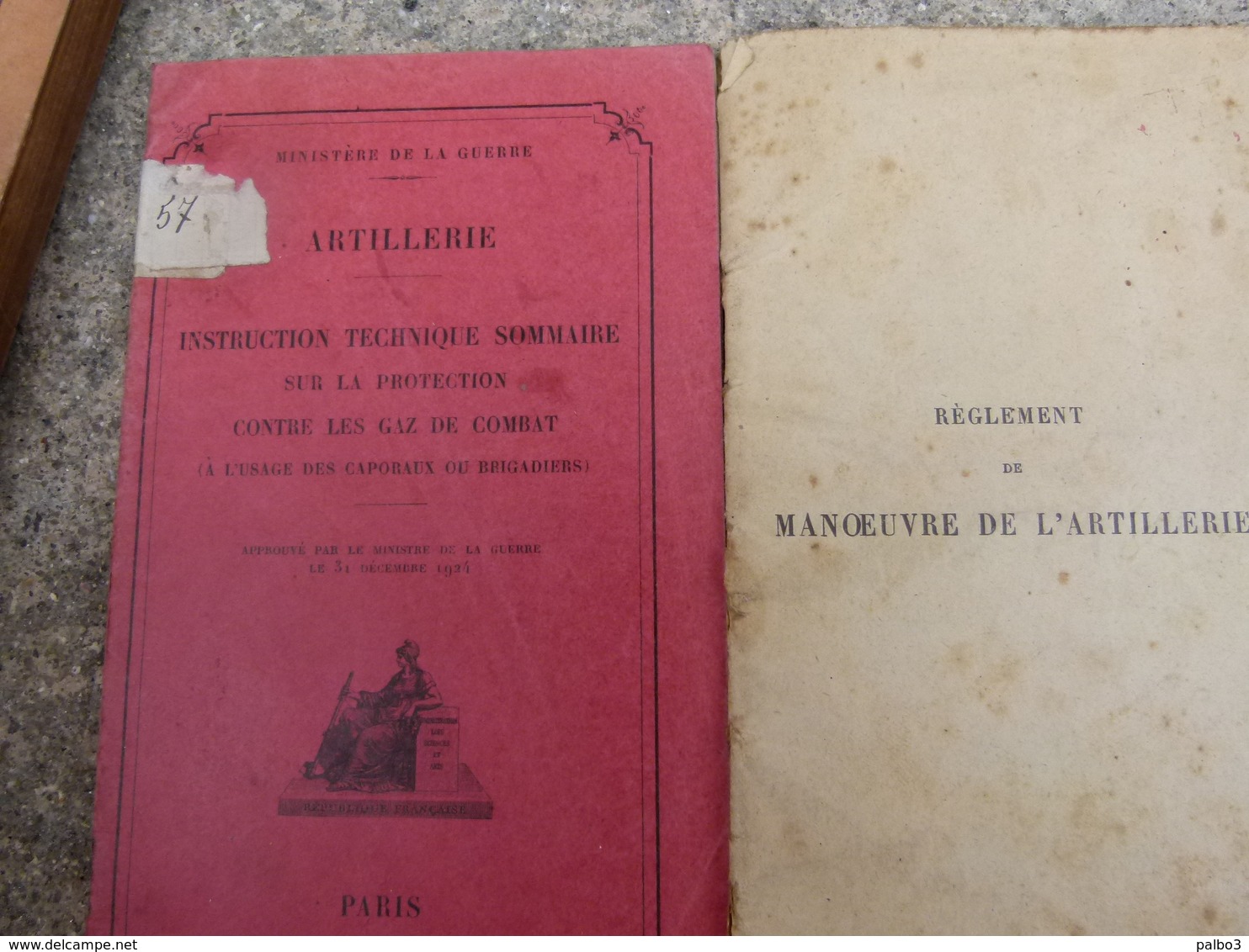 1930 1940 Lot de 15 Manuel Francais reglement materiel artillerie canon 75 155