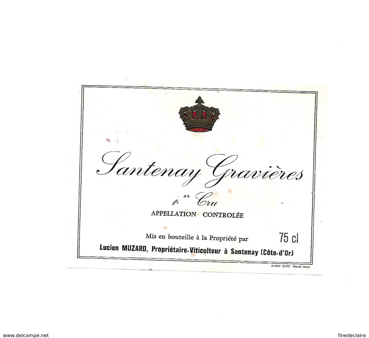 Etiquette De Vin - Santenay Gravières - Lucien Muzard - Rouges