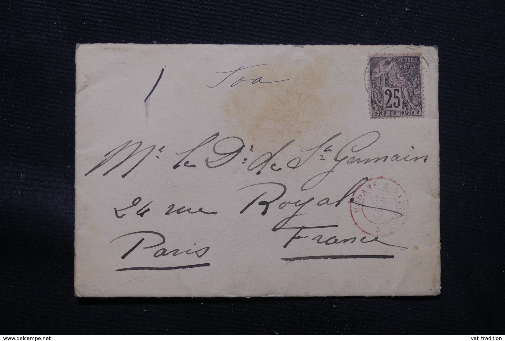 NOUVELLE CALÉDONIE - Enveloppe De La Foa  Pour Paris En 1891,via Nouméa, Cachet Rouge D'entrée Par Modane - L 57338 - Briefe U. Dokumente