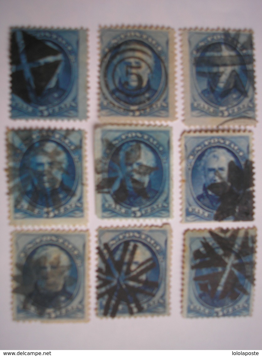 ETATS-UNIS - USA Stamp - 9 N° 59 Yvert&Tellier - 5c Bleu Taylor - Fancy Cancels - Must To See Absolutly - 2 Photos - Oblitérés