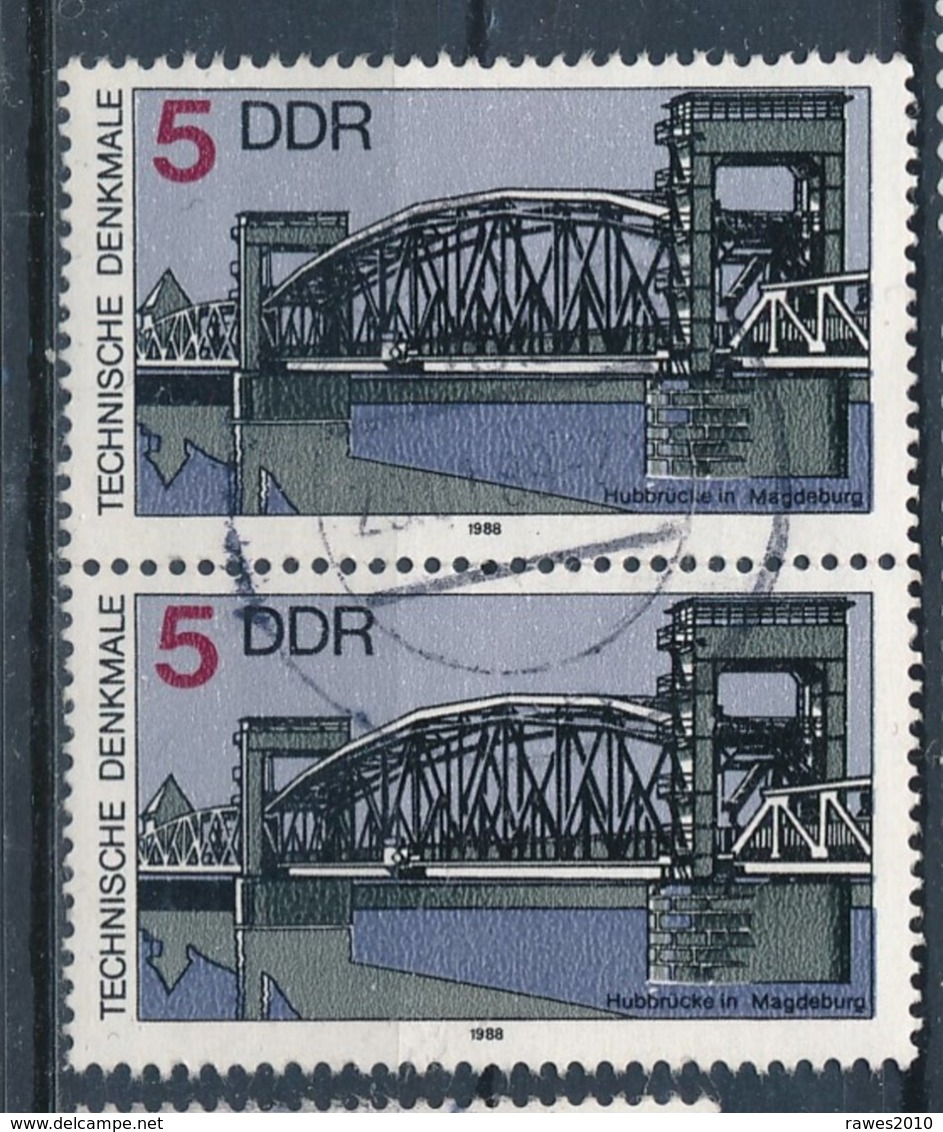 DDR Mi. 3203 Senkr. Paar Gest. Technische Denkmale: Hubbrücke über Stromelbe Magdeburg - Gebraucht