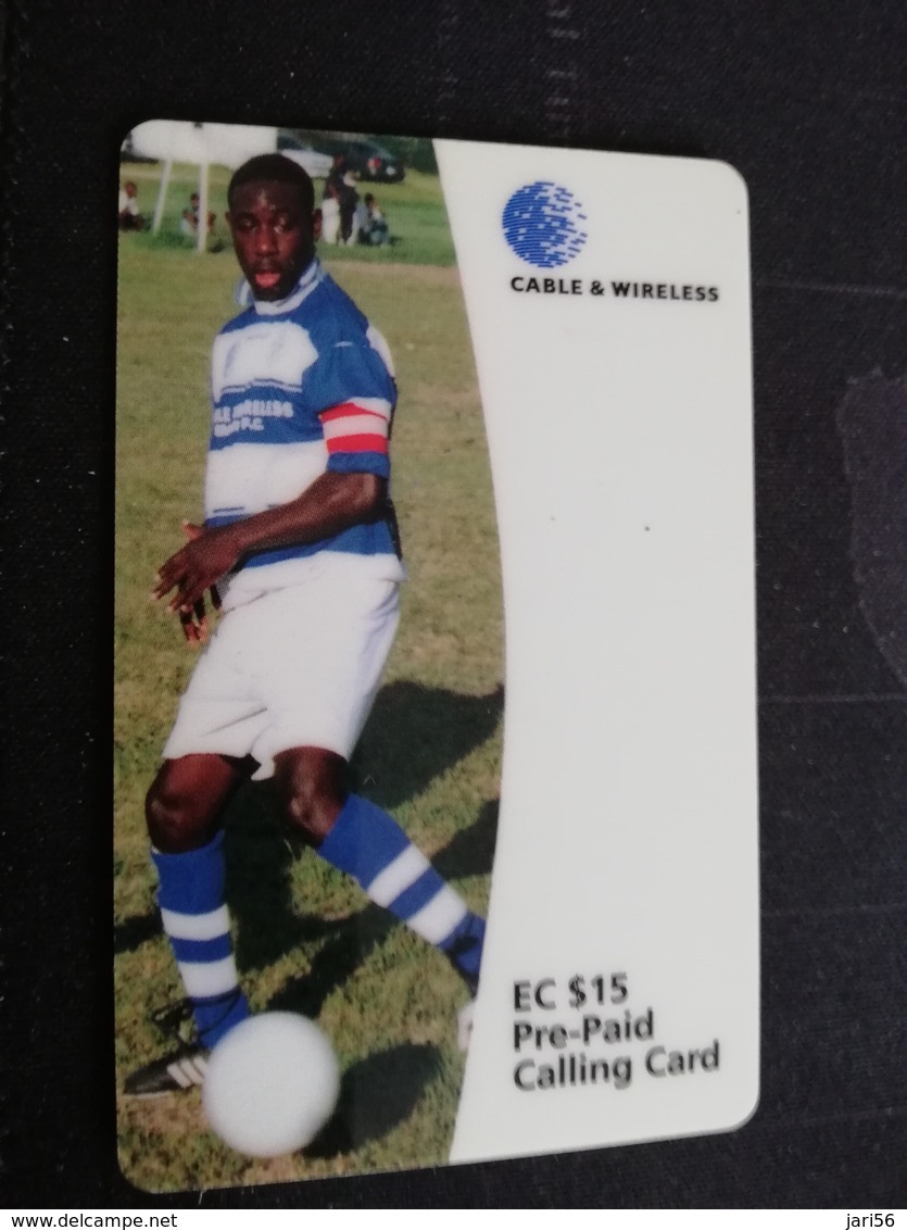 ANTIGUA  $ 15,- FOOTBAL CONRAD BOAST WHITE  ANU-11     Prepaid      Fine Used Card  ** 1227** - Antigua And Barbuda