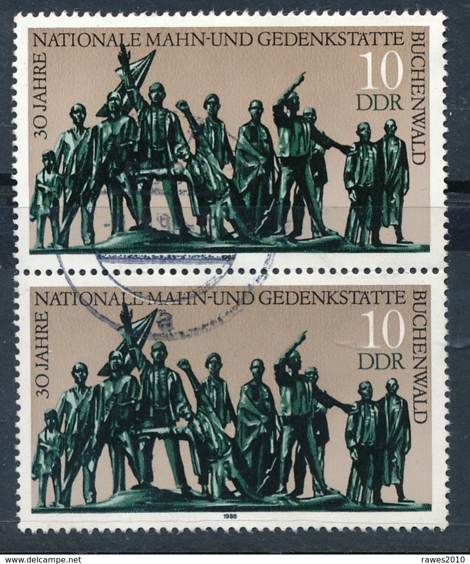 DDR Mi. 3197 Senkr. Paar Gest. Mahn- Und Gedenkstätte Buchenwald Denkmal - Gebraucht