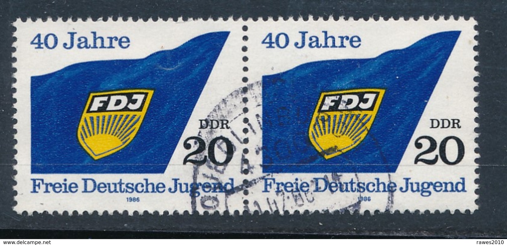 DDR Mi. 3002 Waager. Paar Gest. 40 Jahre FDJ Fahne - Used Stamps