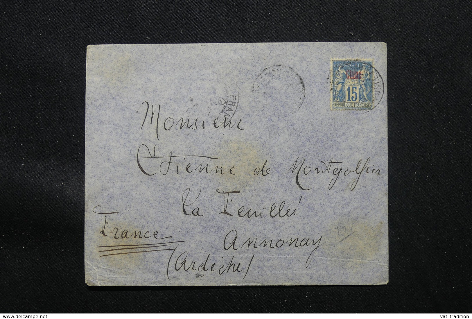 CHINE - Enveloppe Pour La France En 1904, Affranchissement Sage Surchargé - L 57365 - Storia Postale