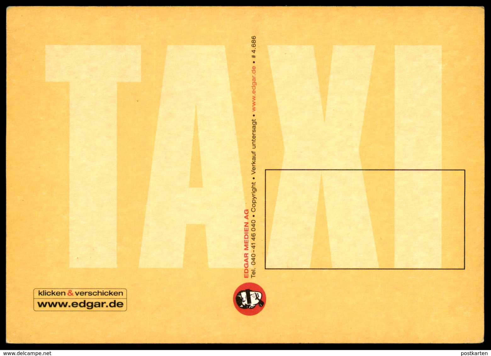 ÄLTERE POSTKARTE TAXI SCHRIFTZUG SYMBOL GELB SCHWARZ PKW Cab Hack Edgar Cpa Postcard AK Ansichtskarte - Taxis & Fiacres