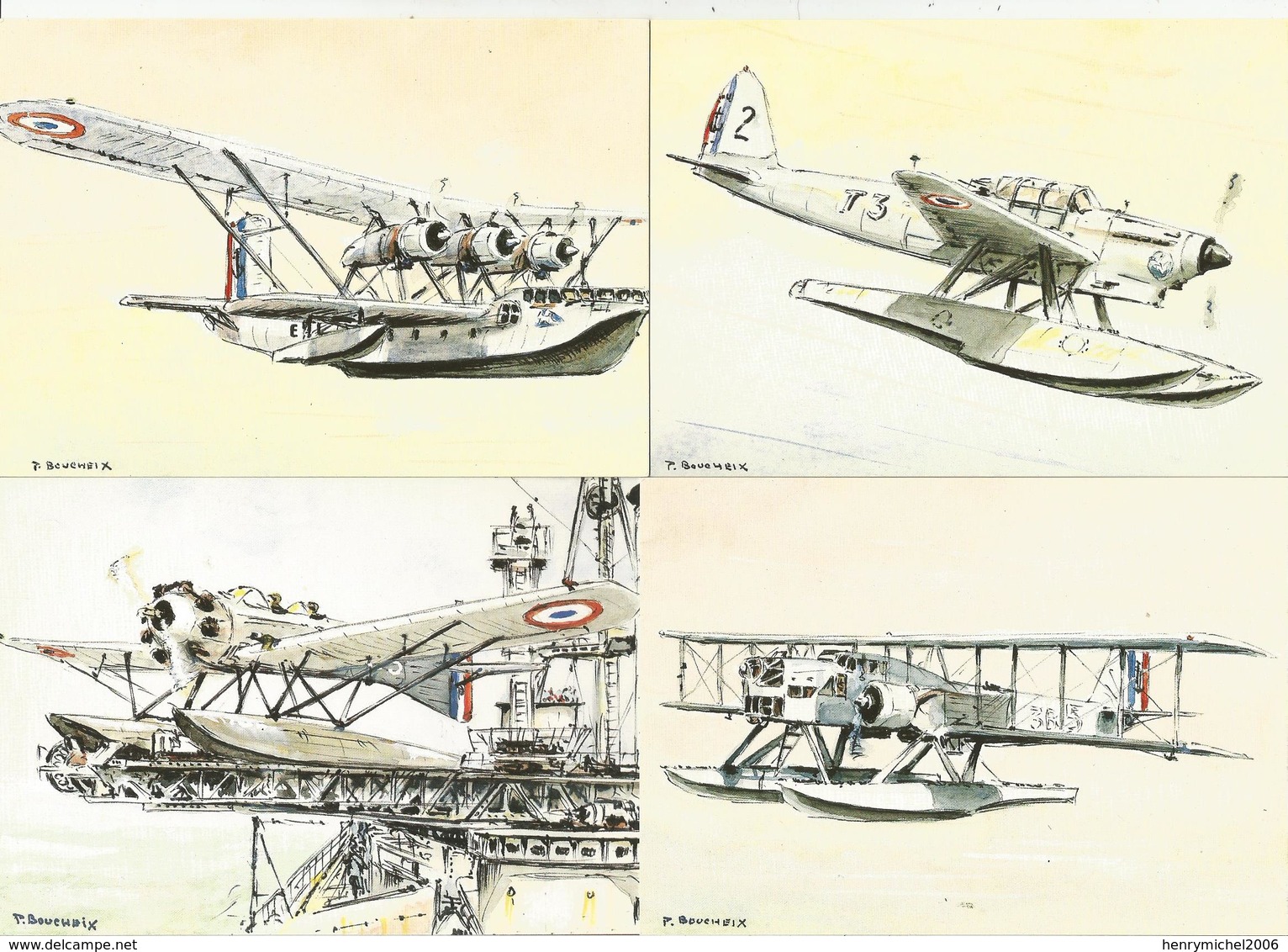 Aviation 4 Cpm Hydravion Gourdon , Breguet , Leo , Latecoère , Dessin De Boucheix - 1919-1938: Between Wars