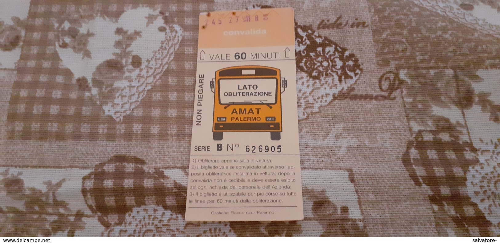 BIGLIETTO AUTOBUS AMAT - 60 MINUTI - Europe