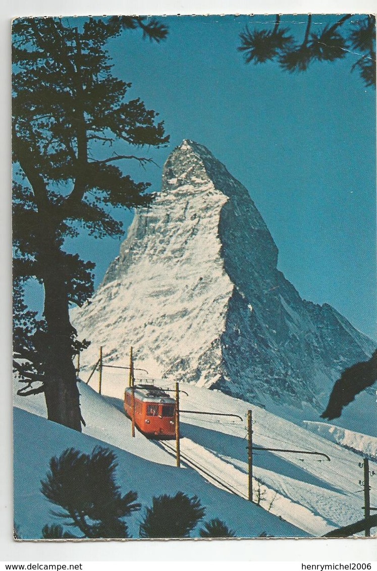 Suisse Valais Le Cervin Et Le Train Du Gornergrat Ed Perrochet , Photo Schlapfer Luzern - Autres & Non Classés