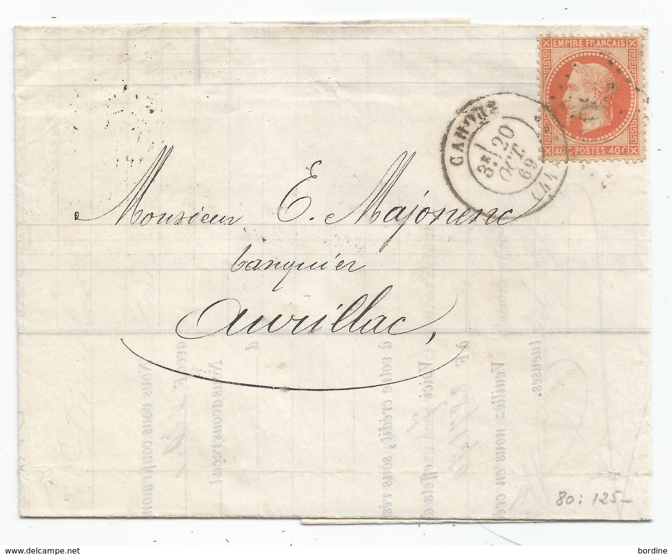 - LOT - CAHORS GC.693 S/TP Napoleon Lauré N°31 + Càd T.17 - 1869 - 1863-1870 Napoléon III Lauré