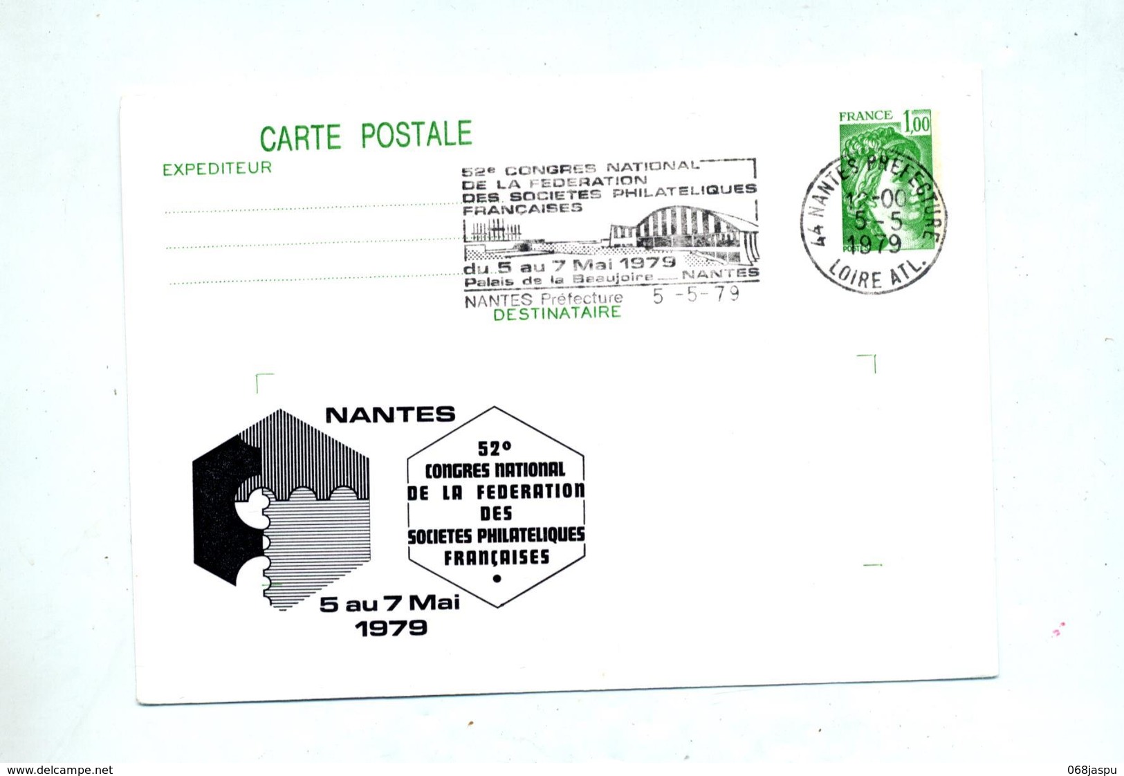 Carte Postale 1.00 Sabine Flamme Nantes Congres Illustré - Cartes Postales Repiquages (avant 1995)