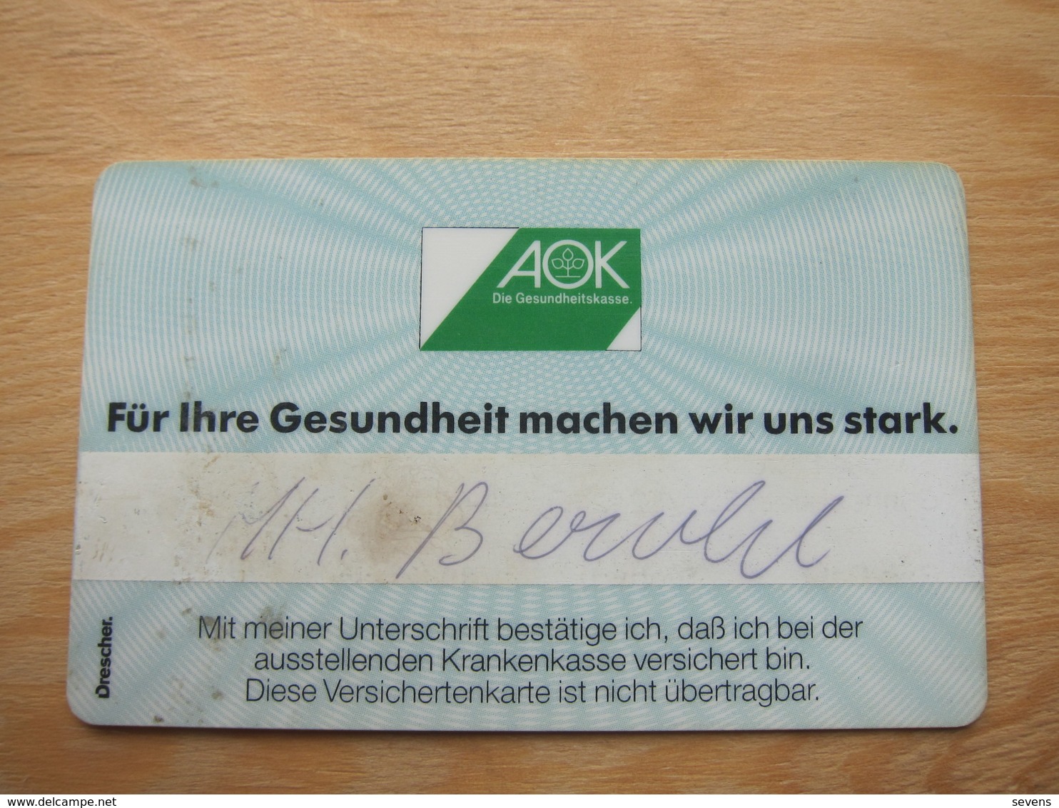 Versicherten Karte, AOK Die Gesundheits Kasse  Chip Card,not In Good Condition - Other & Unclassified