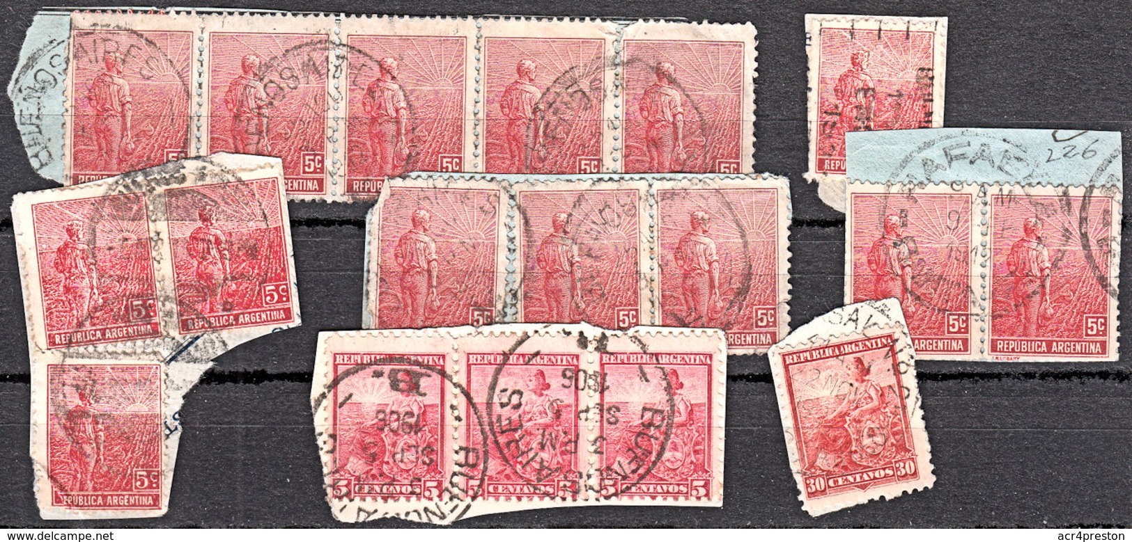 A5800 ARGENTINA, Small Lot Of Early Stamps, All On Piece - Collections, Lots & Séries