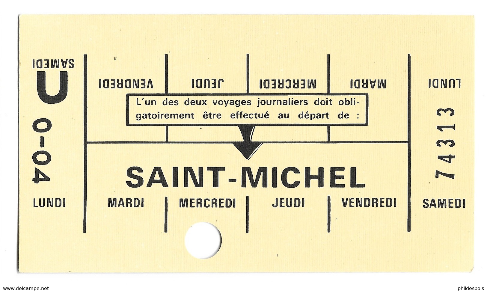 CARTE TICKET METRO /AUTOBUS  (publistar) Saint Michel - Métro