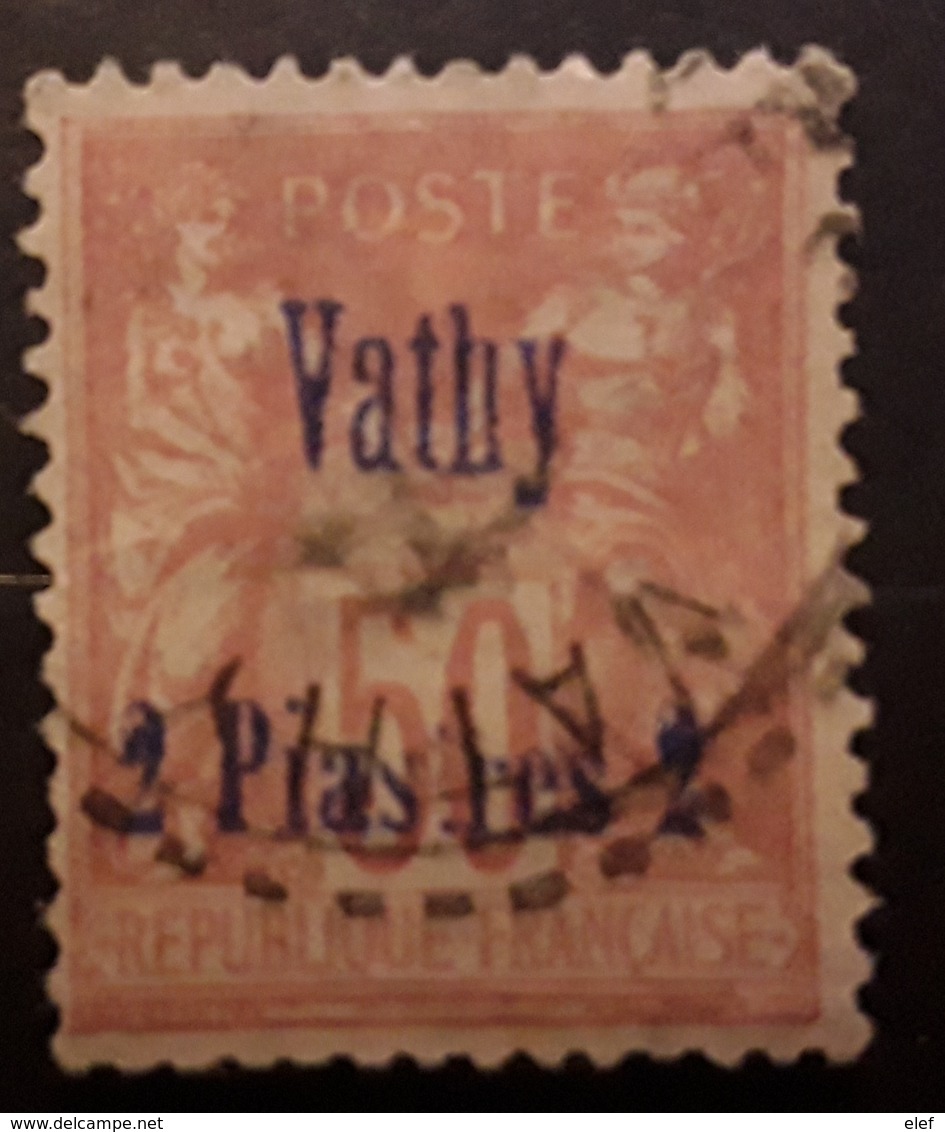 VATHY 1893, Type SAGE Surchargé,  Yvert No 8 , 2 Piastres Sur 50 C Rose VARIETE SURCHARGE,  Obl TB - Gebruikt