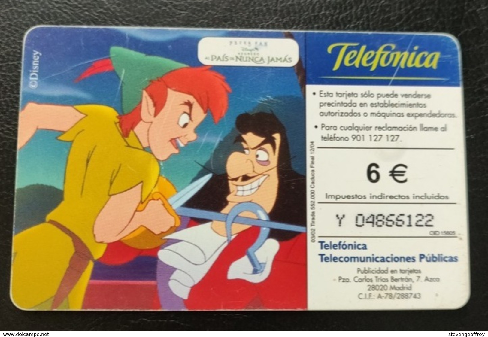 Telecarte Espagne Disney 2002 Peter Pan Y Campanilla Dessins Animés - Verzamelingen