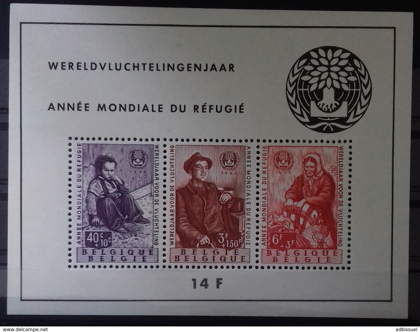 BELGIQUE BLOC FEUILLET N°32 COTE 80 € NEUF ** MNH ANNEE MONDIALE DU REFUGIE EN 1960. TB - 1924-1960