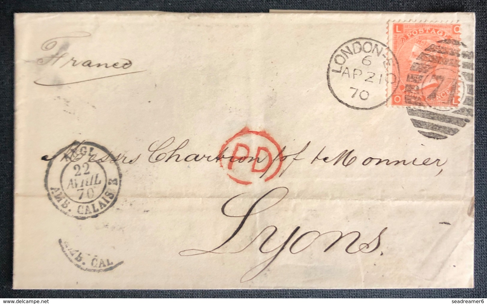 LETTRE Grande Bretagne 1870 N°32 (planche 11) De London Pour Lyon LO/OL + PD TTB - Lettres & Documents