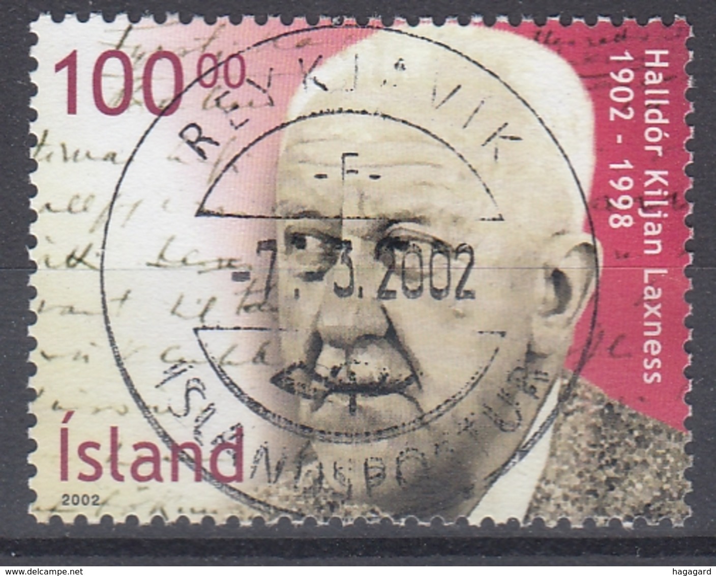 +Iceland 2002. Nobel Price (litherature) Laxness. AFA 988.  Cancelled - Gebraucht