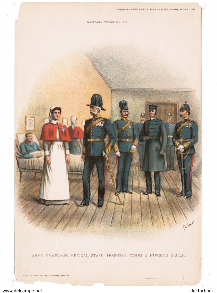 GREAT BRITAIN Army Chaplain,Medical Staff And Nurses---"R.Simkin" ORIGINAL PRINT 1897 "Army & Navy Gazette" #111 (PR-3) - Prints & Engravings