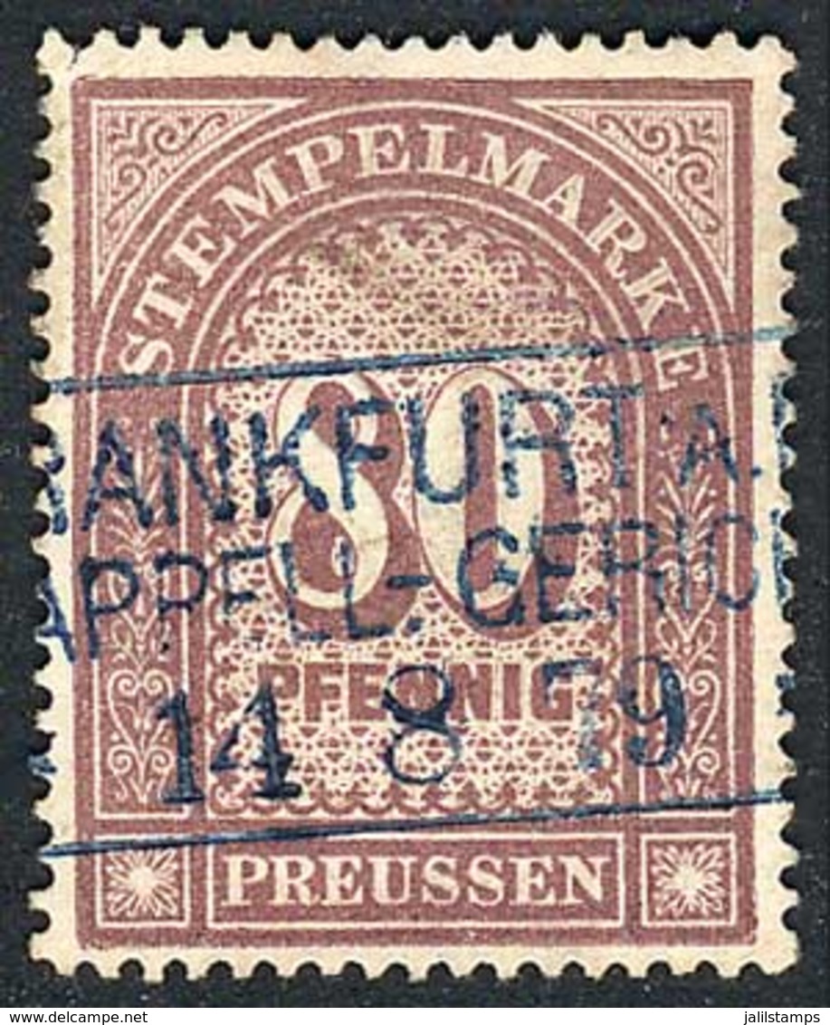 GERMANY: PRUSSIA: 1877, 80p. Chestnut-violet, Used, Excellent Quality, Rare! - Andere & Zonder Classificatie