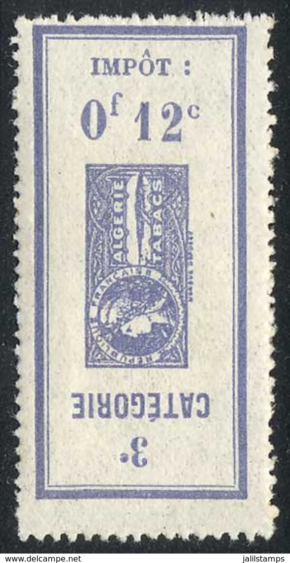 ALGERIA: TOBACCO: Year 1907, 3rd Category, 12c., Mint With Original Gum, VF Quality! - Algérie (1962-...)