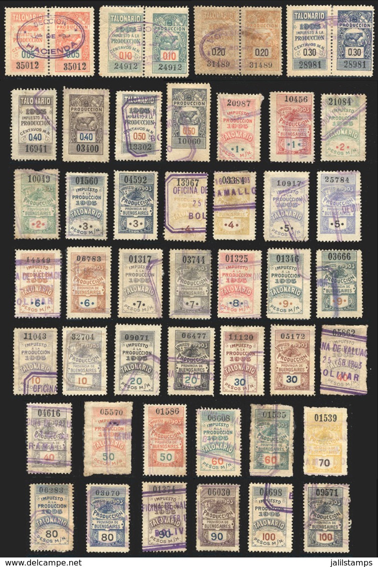 ARGENTINA: Province Of Buenos Aires, GUÍAS DE CAMPAÑA: Year 1903, The Set Almost Complete (only Missing One Stamp Of 8P. - Sonstige & Ohne Zuordnung