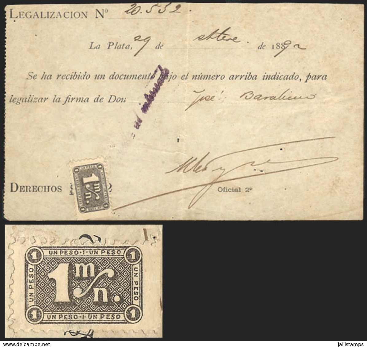 ARGENTINA: Province Of Buenos Aires, COLEGIO DE ESCRIBANOS (Public Notaries Association): Document Of The Year 1889 With - Other & Unclassified