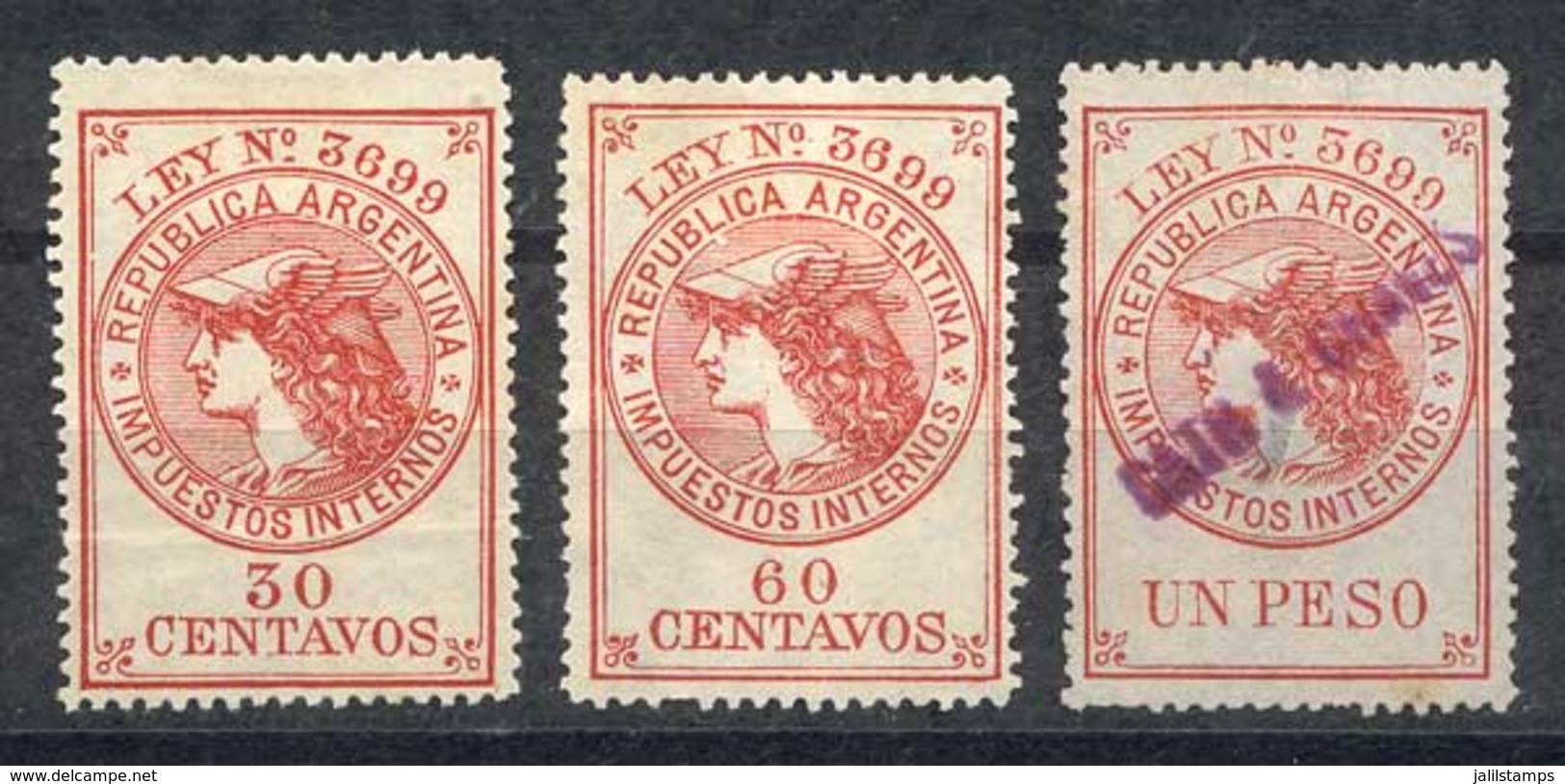 ARGENTINA: HATS: Extremely Rare Set Of 3 Values Circa 1899, Used, VF Quality! - Sonstige & Ohne Zuordnung